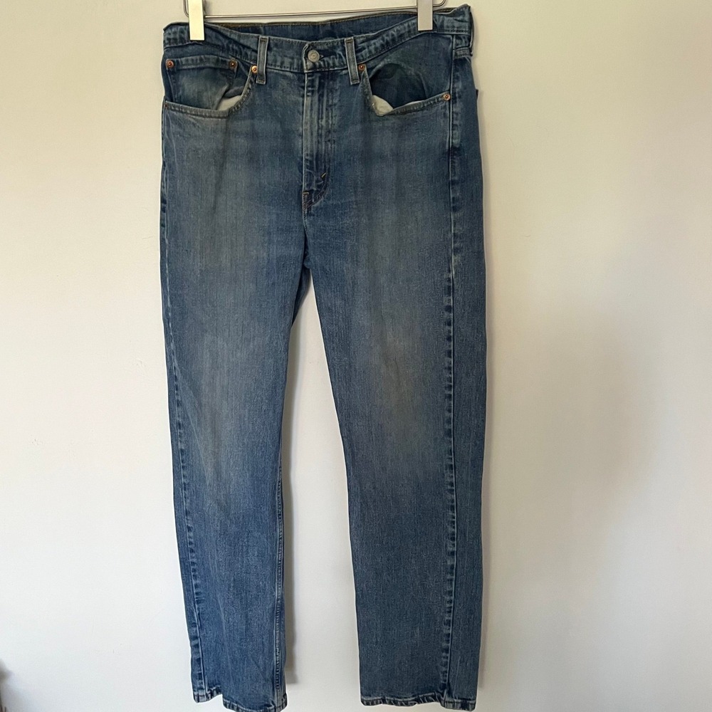Levis 514 Straight Fit Mens Jeans W34 L32 Medium Wash Blue Denim 5-Pocket